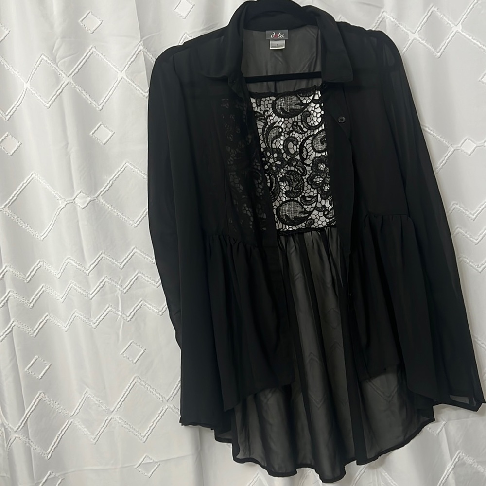 Dots Size Large -Long Sleeve Sheer Top